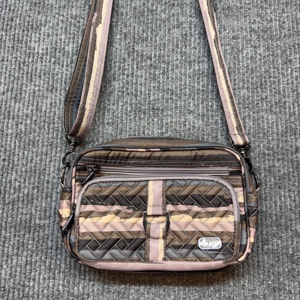 Lug Carousel Crossbody Bag Camo Sand Brown Quilted Convertible Belt Bag Travel